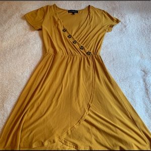 Yellow v neck dress